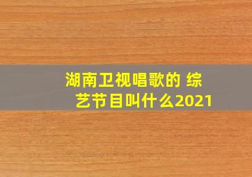 湖南卫视唱歌的 综艺节目叫什么2021